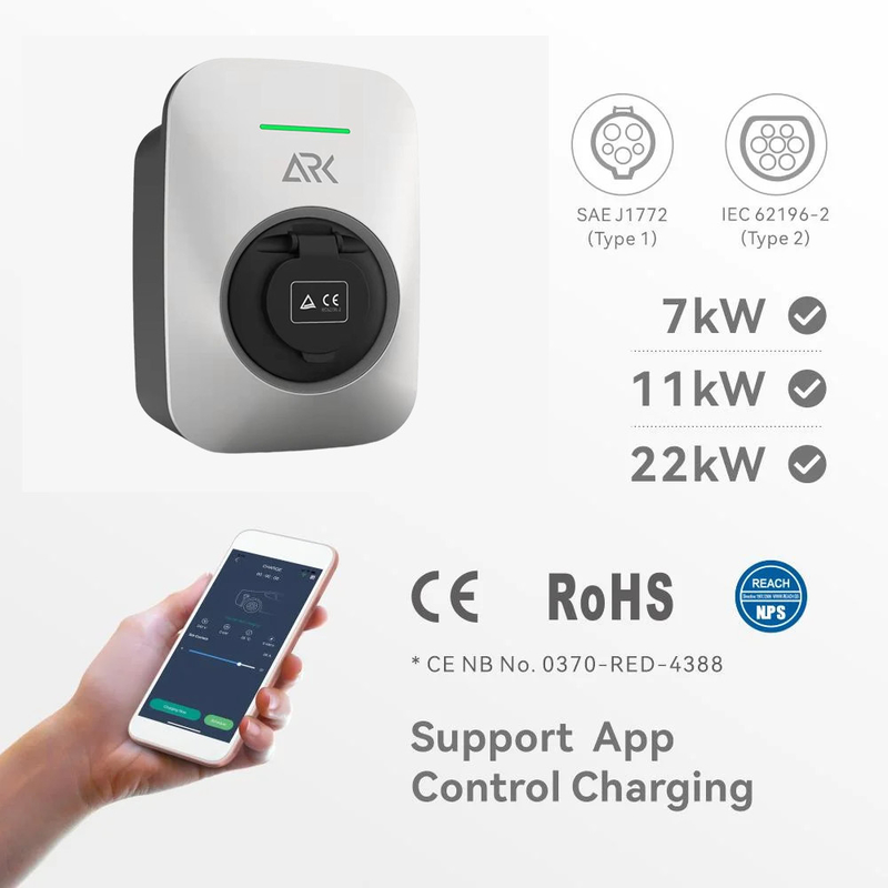 7.5kw Fast EV Charging Unit Wallbox Station with Type 2 Socket